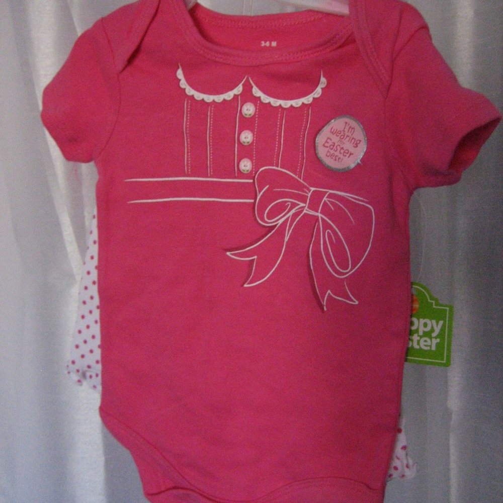 I'm Wearing my Easter Best Infant Girl's Pink One Piece Bodysuit & Shorts NWWT